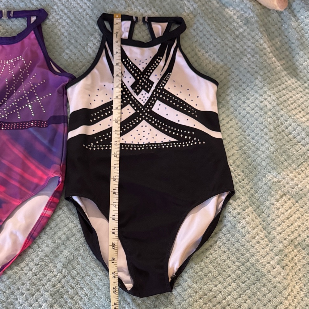 Bundle black & white, purple/pink leotards gymnastics size 10/11 - Picture 6 of 7